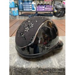 Samshield 2.0 Miss Shield Ridehjelm Glossy Flower Sw. Jewelry - Sort/Majestic Black/Chrome