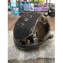 Samshield 2.0 Miss Shield Ridehjelm Glossy Flower Sw. Jewelry - Sort/Majestic Black/Black Chrome