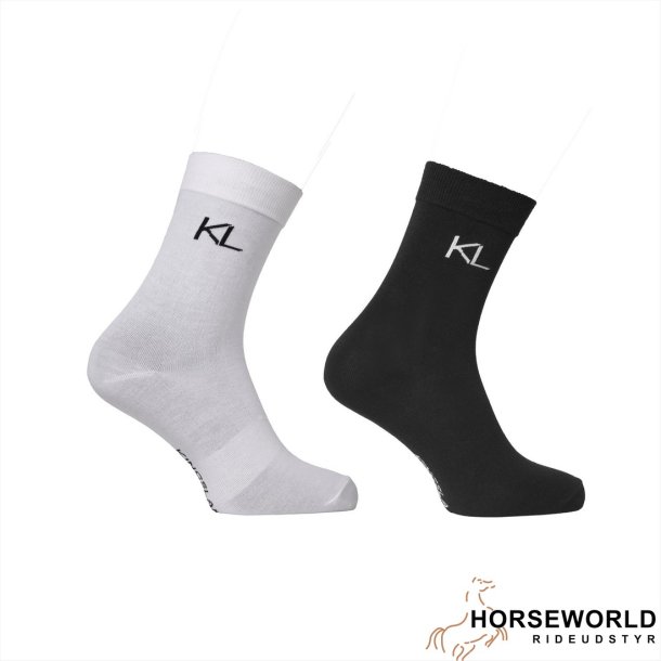 KLLindsey Mid Leg Str�mper 2 pak - Sort/Hvid