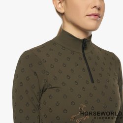 CT Mini Print L/S Jersey Zip Turtleneck - Army Grn