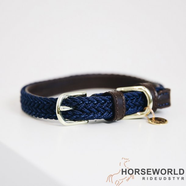 Kentucky Plaited Nylon Hundehalsbnd - Navy