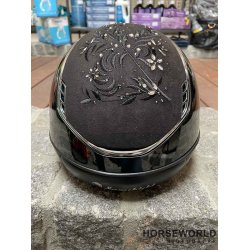 Samshield 2.0 Miss Shield Ridehjelm Glossy Flower Sw. Jewelry - Sort/Majestic Black/Chrome