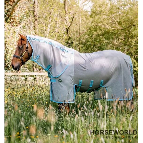 Horseware Amigo Ameco Bug Buster Fly Rug + Aftagelig Hals - Silver/Sky Blue