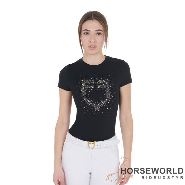 Equestro Pink Diamond Logo Cotton T-shirt - Sort