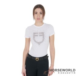 Equestro Pink Diamond Logo Cotton T-shirt - Hvid