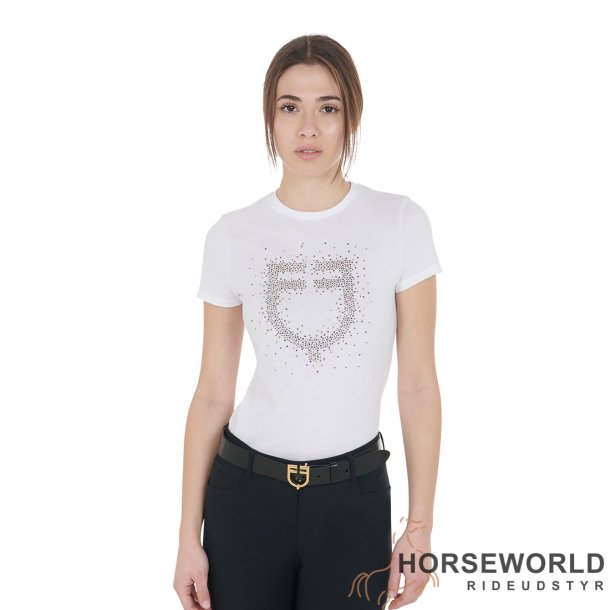 Equestro Pink Diamond Logo Cotton T-shirt - Hvid