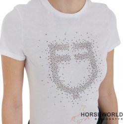 Equestro Pink Diamond Logo Cotton T-shirt - Hvid