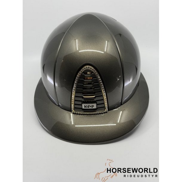 Kep Italia Cromo 2 Ridehjelm Polo Visor, Metal Green Olive, Swarowski Frame - Green Olive/Guld			