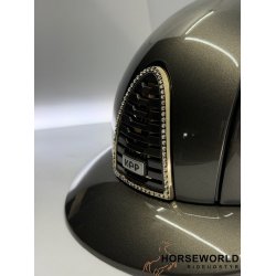 Kep Italia Cromo 2 Ridehjelm Polo Visor, Metal Green Olive, Swarowski Frame - Green Olive/Guld			