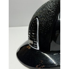 Kep Italia Cromo 2.0 Ridehjelm Polo Visor Diamond Crystal Suede - Black/Mirror Silver/Dannebrog Logo