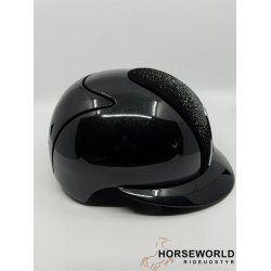 Kep Italia Cromo 2.0 Ridehjelm Polo Visor Diamond Crystal Suede - Black/Mirror Silver/Dannebrog Logo