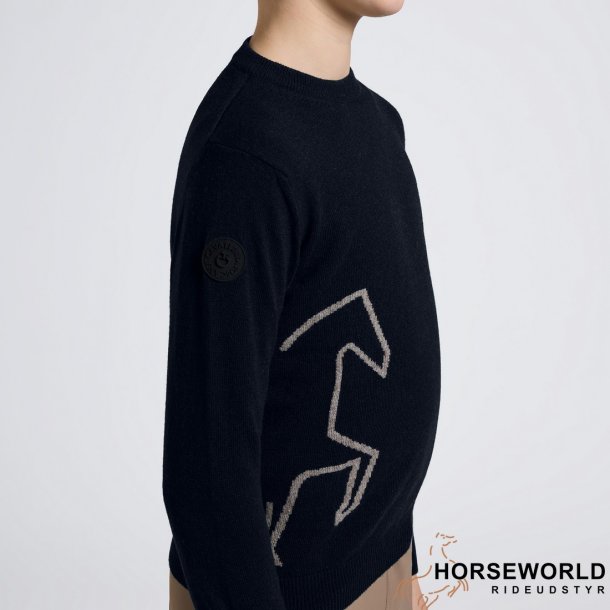 CT w/Jacquard Horse Cashmere Blend - Navy