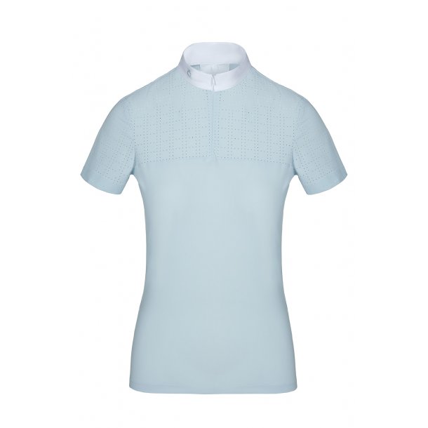 CT Square Perforated Zip Polo Stvnebluse - Lysebl
