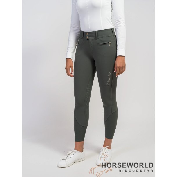 Samshield Clara Ridebukser Full Grip - Dark Forest/Champagne