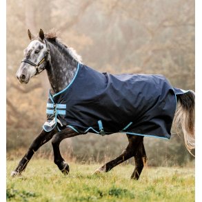 Horseware Amigo Bravo 12 Turnout Lite Dkken 100g - Navy/Turquoise
