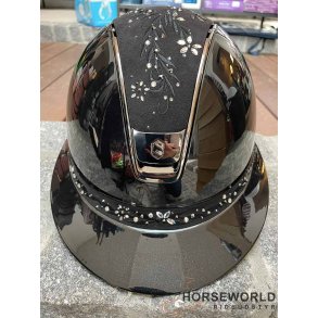 Samshield 2.0 Miss Shield Ridehjelm Glossy Flower Sw. Jewelry - Sort/Majestic Black/Black Chrome