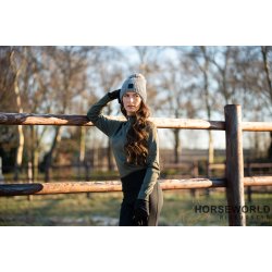 Equipage Scarlet Halfzip Langrmet Bluse - Forest Green 