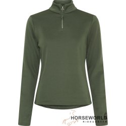 Equipage Scarlet Halfzip Langrmet Bluse - Forest Green 