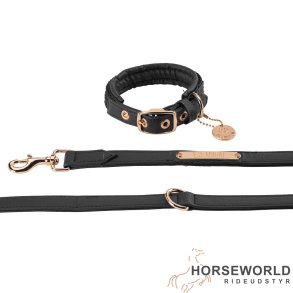 Eskadron Platinum Hundehalsbnd & Snor Faux Leather Plait - Sort