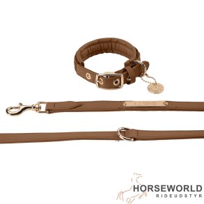 Eskadron Heritage Hundehalsbnd & Snor Faux Leather Plait - Almond
