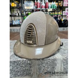 Kep Italia Cromo 2.0 Ridehjelm Polo Visor Diamond New Galassia Crystal - Taupe/Guld/Crystal Logo